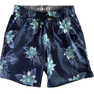 Hurley Boys Navy Floral Board Shorts Youth 26x7 Liner Removed No Tag Inside